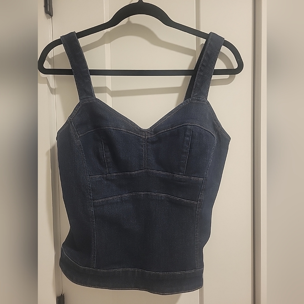 White House Black Market Denim Sz 4 Bustier Top